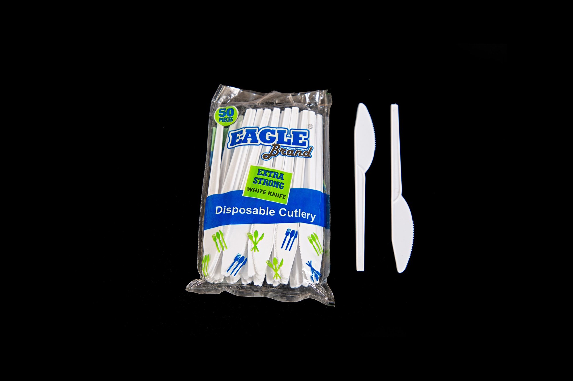 Eagle Knife — disposable white knives for main course, bread and dessert