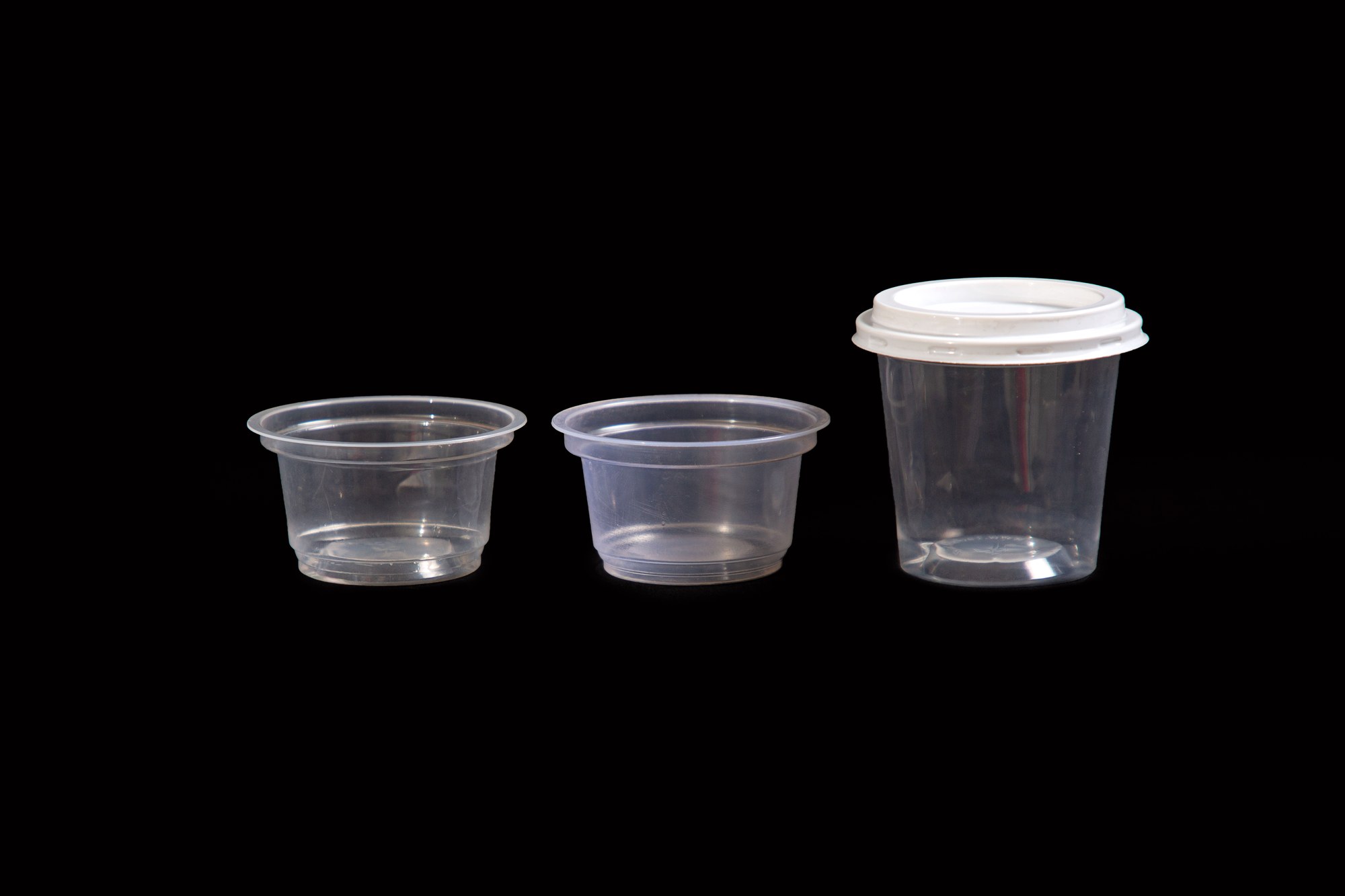 Clear Cups with Lids (82mm) — clear cups in 100ml, 120ml and 200ml sizes for ice cream, coleslaw, sauces and grab-and-go desserts