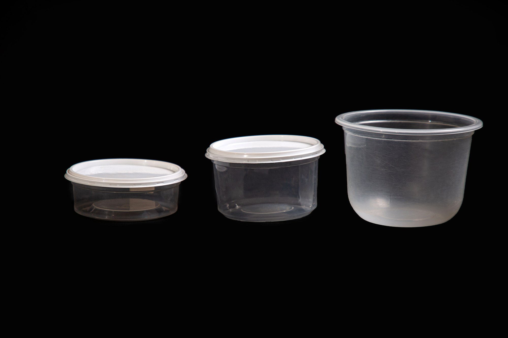 Clear Containers with Lids in 120mm and 150mm sizes — for salads, ice cream, fresh foods and snacks