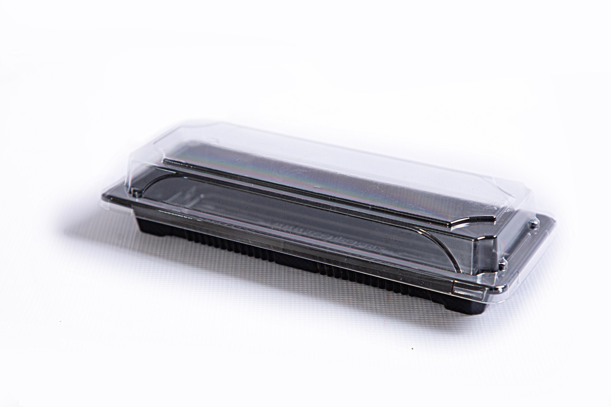 Black Multipurpose Container with clear lid — strong black base ideal for sushi, dumplings and mini donuts
